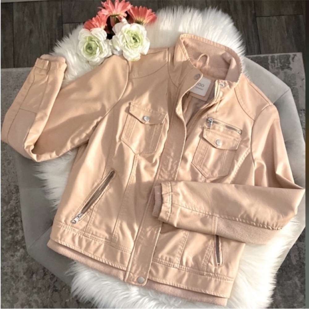 Cavalini Ci Sono Blush Pink Faux Leather Zip Up Jacket Sz LG 70% OFF PRICE FIRM